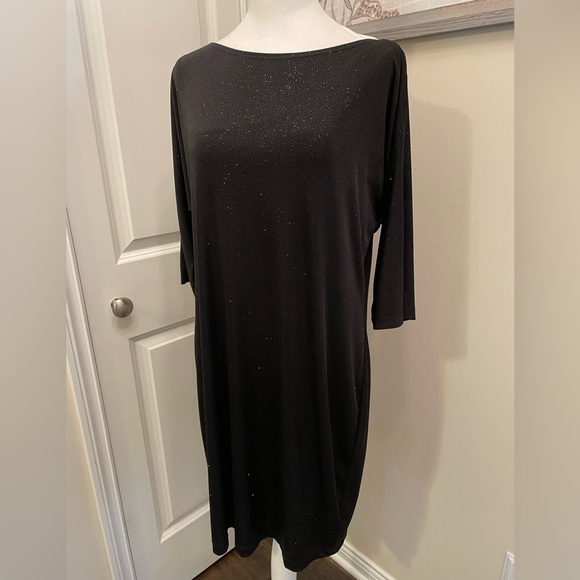 Ronni Nicole Black Sheath Dress with Dolman Sleeves sparkly formal wear midi - Picture 1 of 13